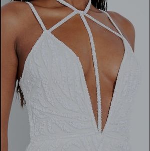 Peace + Love White Harness Sequin Strap Dress 8